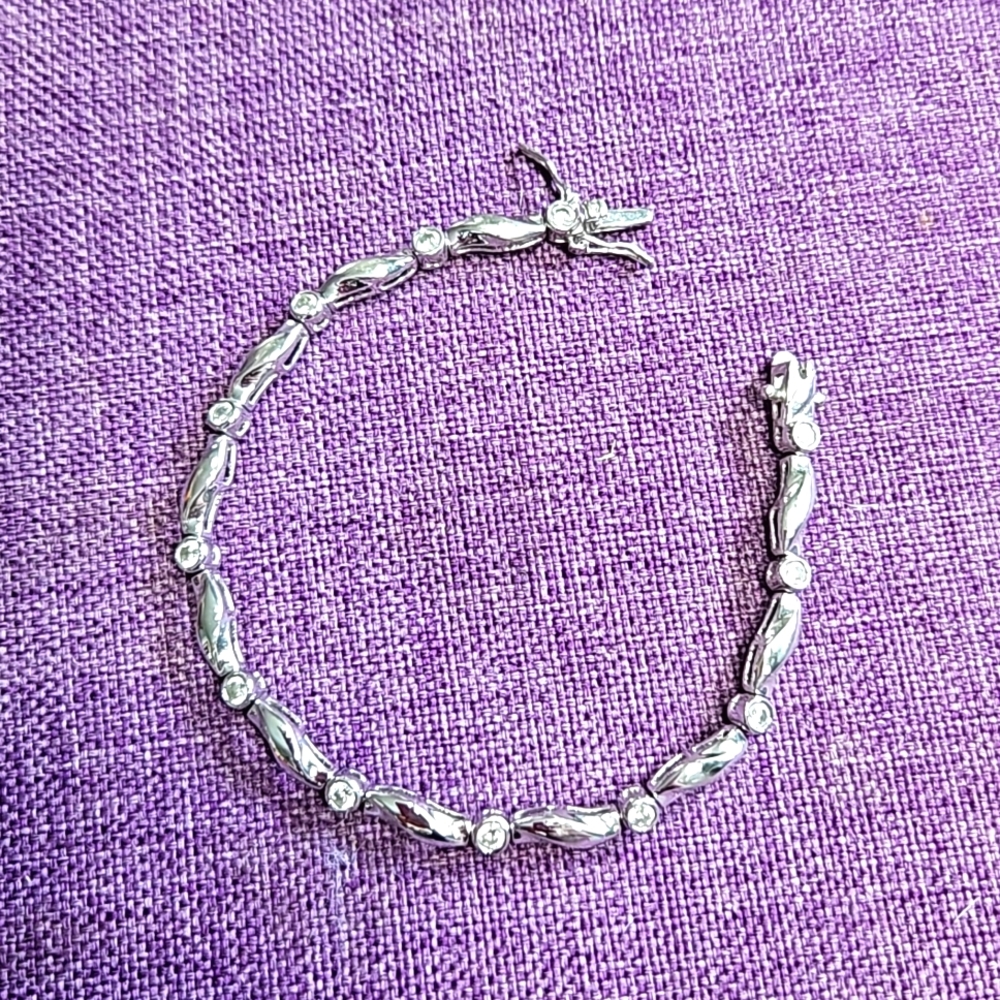 NWOB silver bracelet with crystal accents